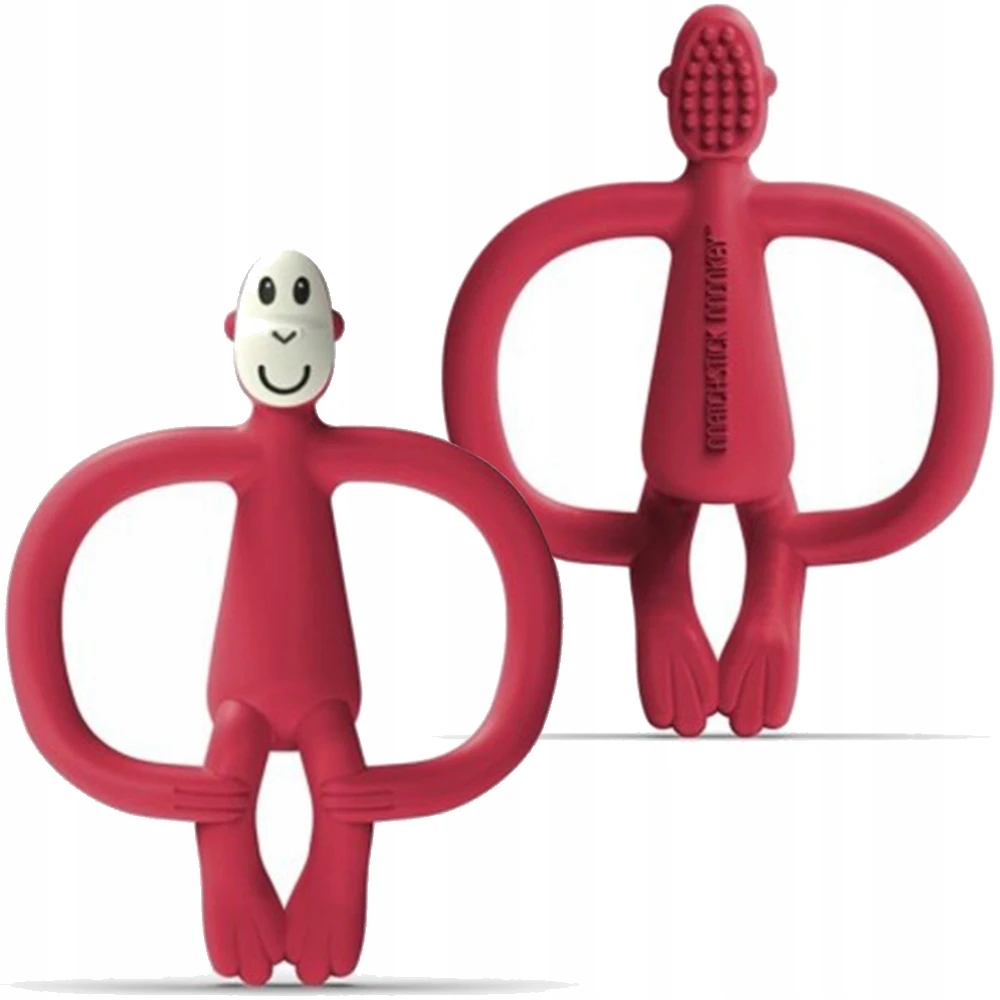 Matchstick Monkey sensorinis dantukas silikoninis Velvet Raudona