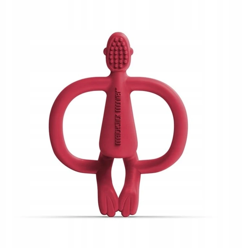 Matchstick Monkey sensorinis dantukas silikoninis Velvet Raudona