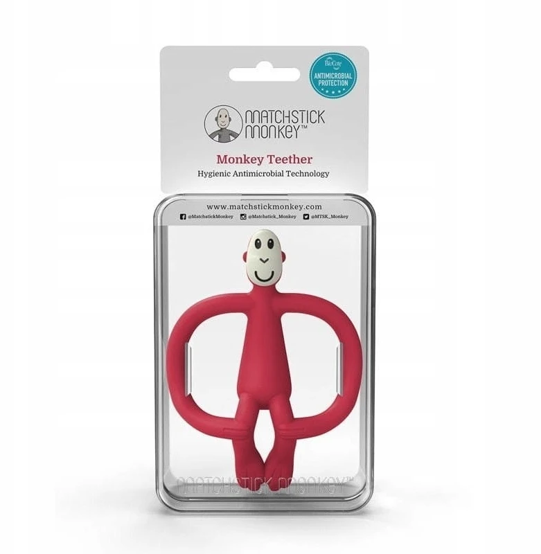 Matchstick Monkey sensorinis dantukas silikoninis Velvet Raudona