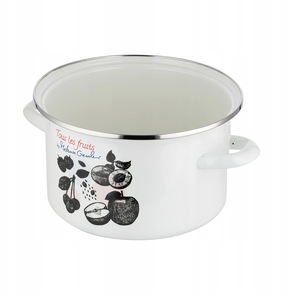 Mateuszo Gesslerio emaliuotas puodas Emalia Pleszew Fruits 20 cm 3,75L