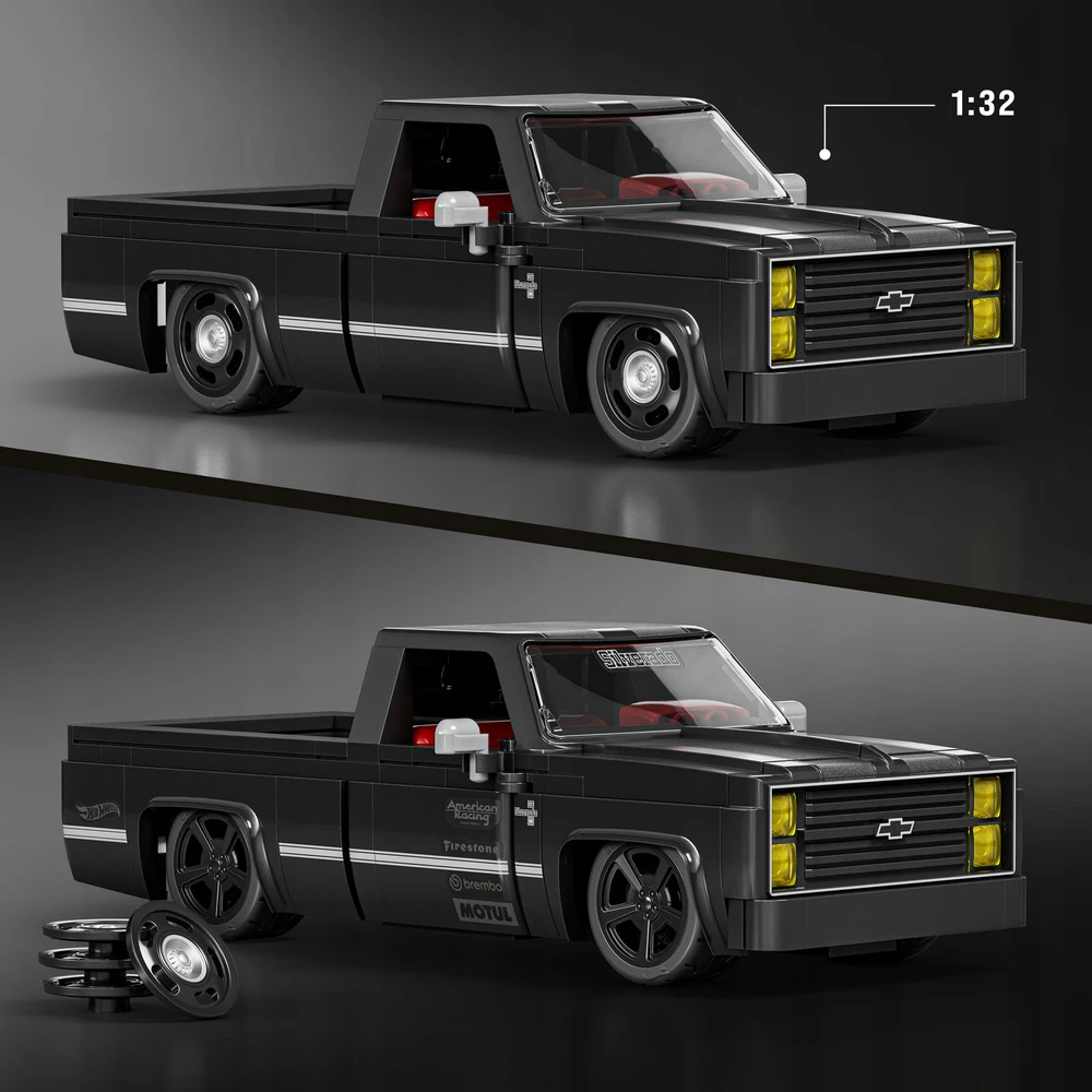 MATTEL BRICK SHOP HOT WHEELS Chevy '83 Silverado konstruktorius (JKG42)