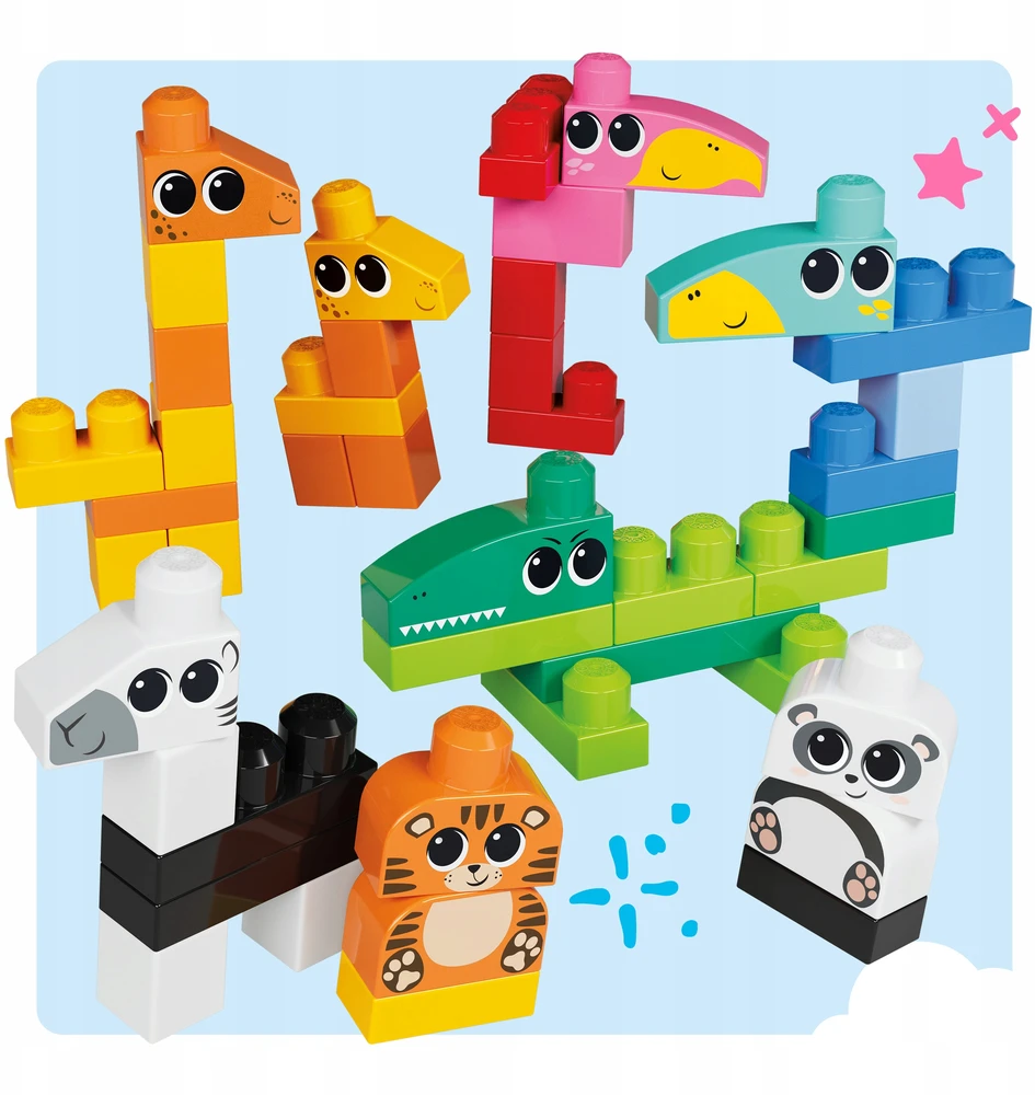 Mattel MEGA BLOKS KALULĖLIAI GYVŪNŲ RINKINYS 250 didelių kaladėlių vaikams +12 mėn.