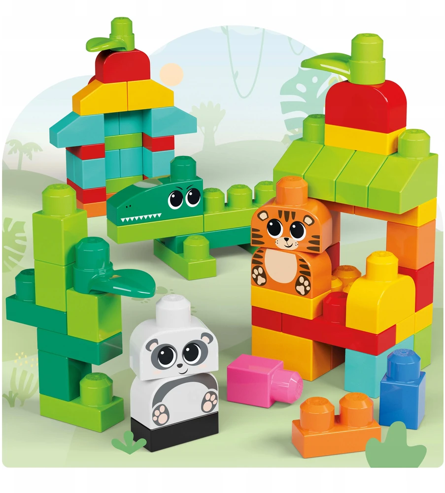 Mattel MEGA BLOKS KALULĖLIAI GYVŪNŲ RINKINYS 250 didelių kaladėlių vaikams +12 mėn.