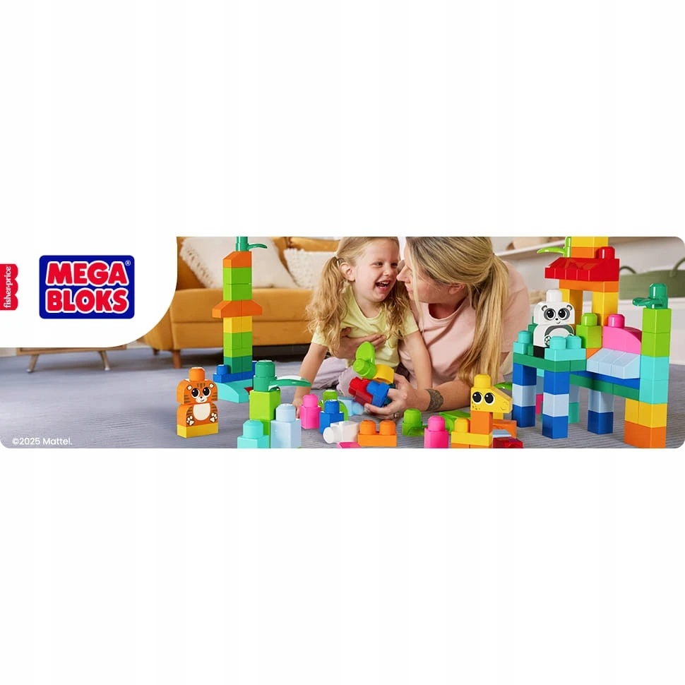 Mattel MEGA BLOKS KALULĖLIAI GYVŪNŲ RINKINYS 250 didelių kaladėlių vaikams +12 mėn.
