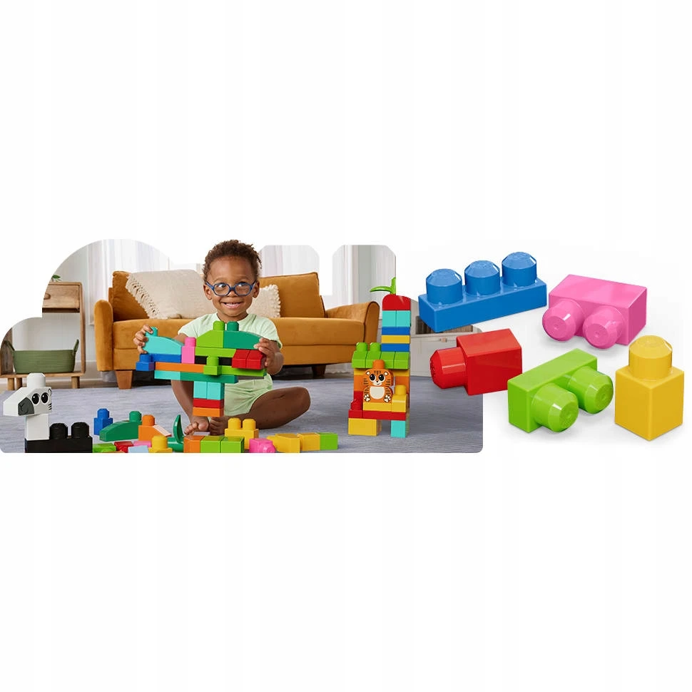 Mattel MEGA BLOKS KALULĖLIAI GYVŪNŲ RINKINYS 250 didelių kaladėlių vaikams +12 mėn.