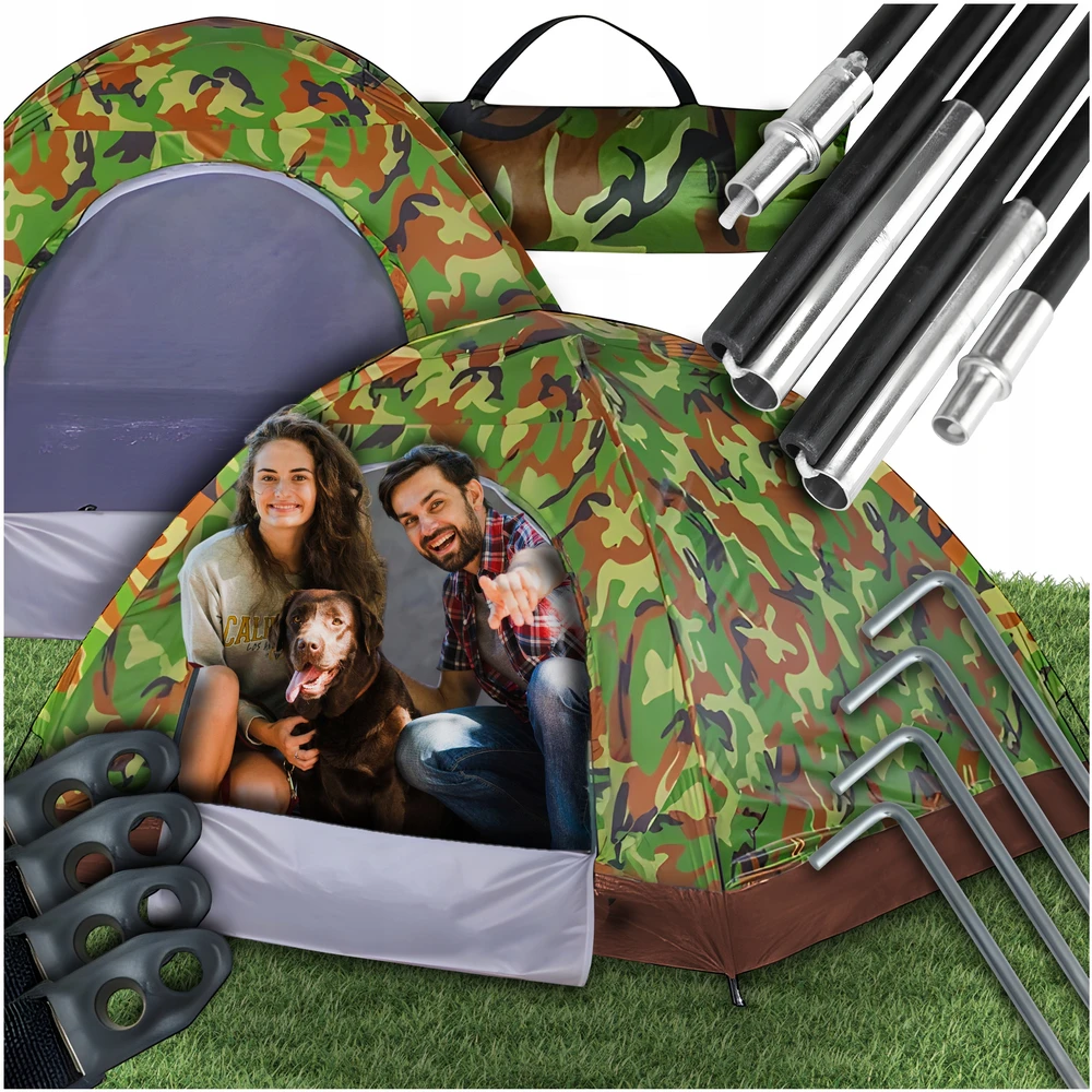 Maxsell MORO TURISTINĖ PALAPINĖ, 4 ASMENĖS KEMPINGŲ PALAPINĖ SU LANGU NUO UODŲ 200 x 200cm
