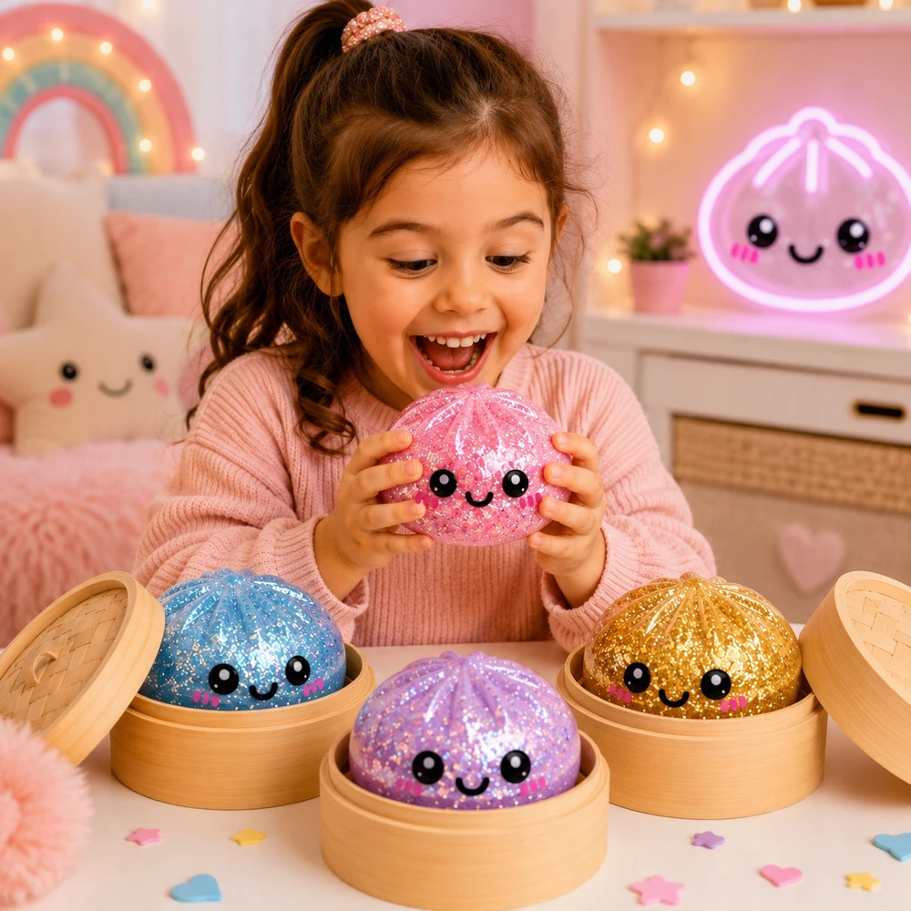 MAXSELL SQUISHY KOLDULINIAI MYSTERY ANTISTRESINIAI GLITTER SQUEEZE
