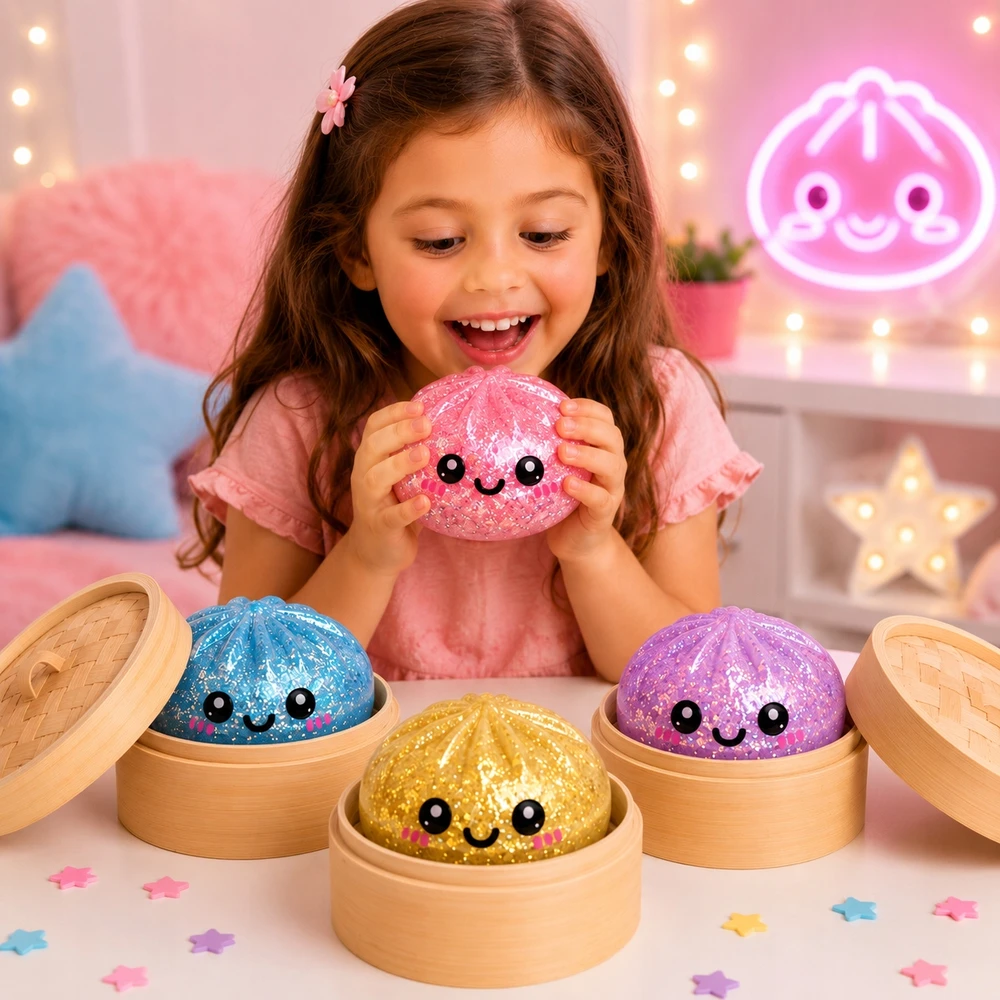 MAXSELL SQUISHY KOLDULINIAI MYSTERY ANTISTRESINIAI GLITTER SQUEEZE