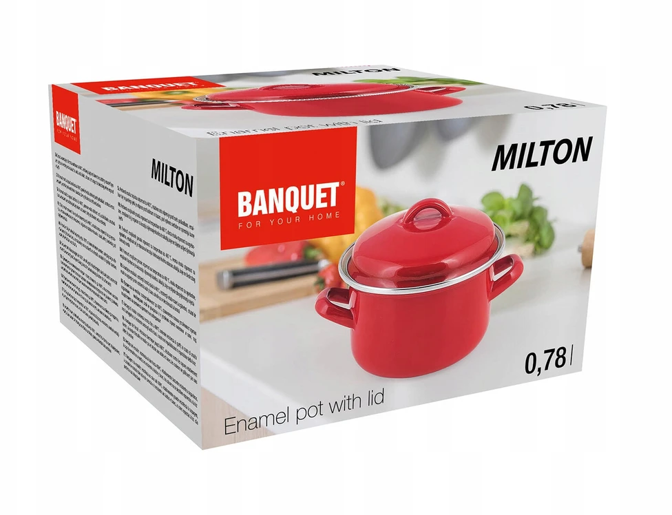 Banquet Emaliuotas puodas 0,78l , raudonas "Milton"