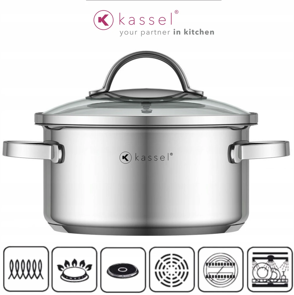 Mažas 18/10 nerūdijančio plieno puodas SU dangteliu KASSEL puodas 16cm 1,6L