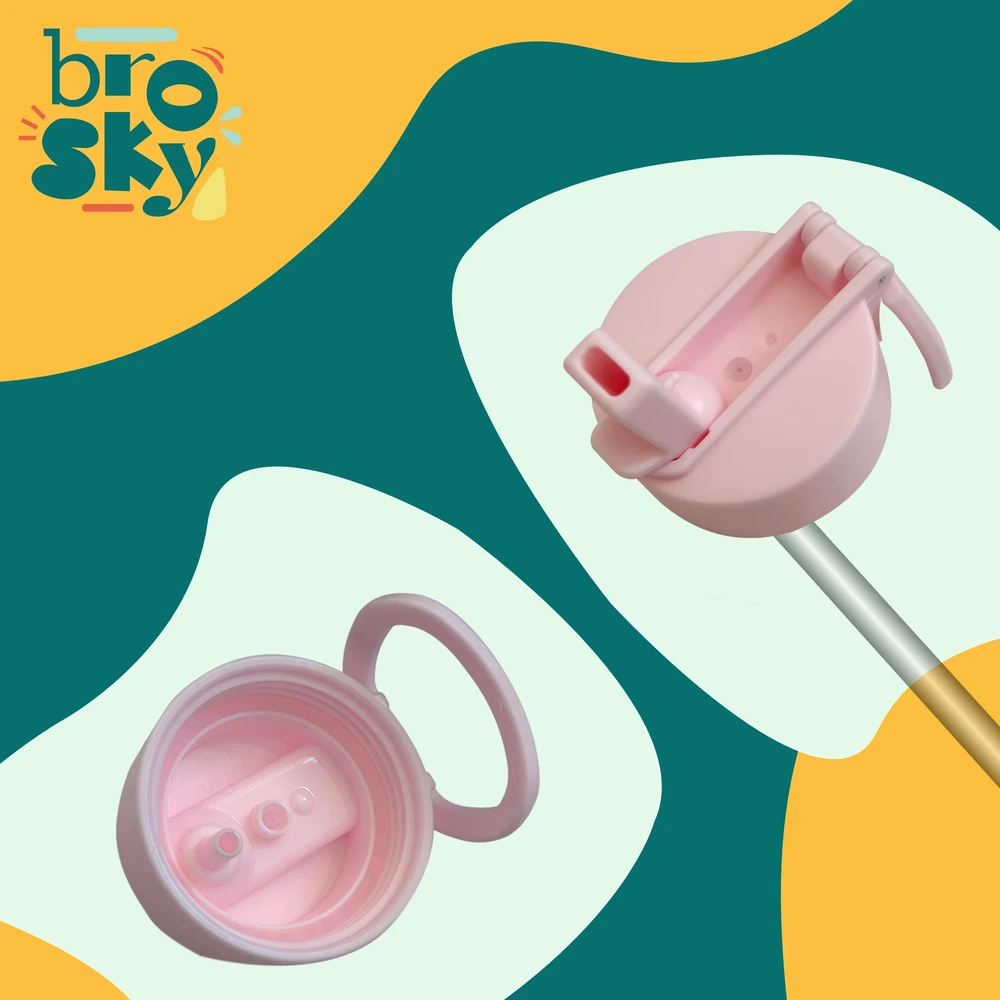 Mažas termo buteliukas su gėlėmis ir vabzdžiais, buteliukas vaikams Brosky Kids 450ml