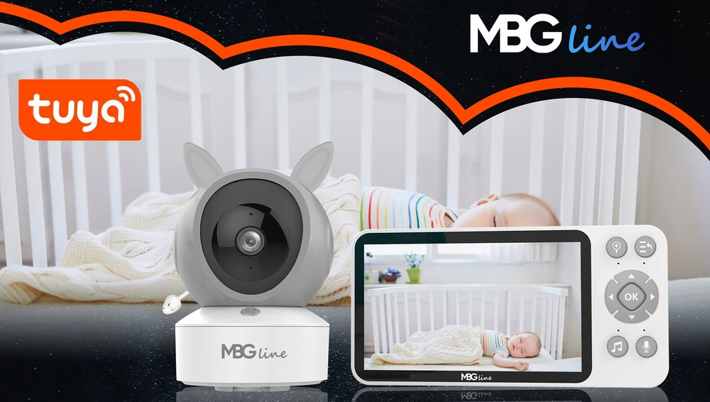 Mbg Line Belaidis sukamasis FHD WIFI elektroninis kūdikio monitorius TUYA LCD ZOOM kamera
