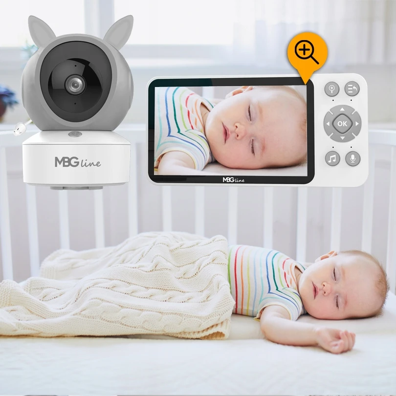 Mbg Line Belaidis sukamasis FHD WIFI elektroninis kūdikio monitorius TUYA LCD ZOOM kamera