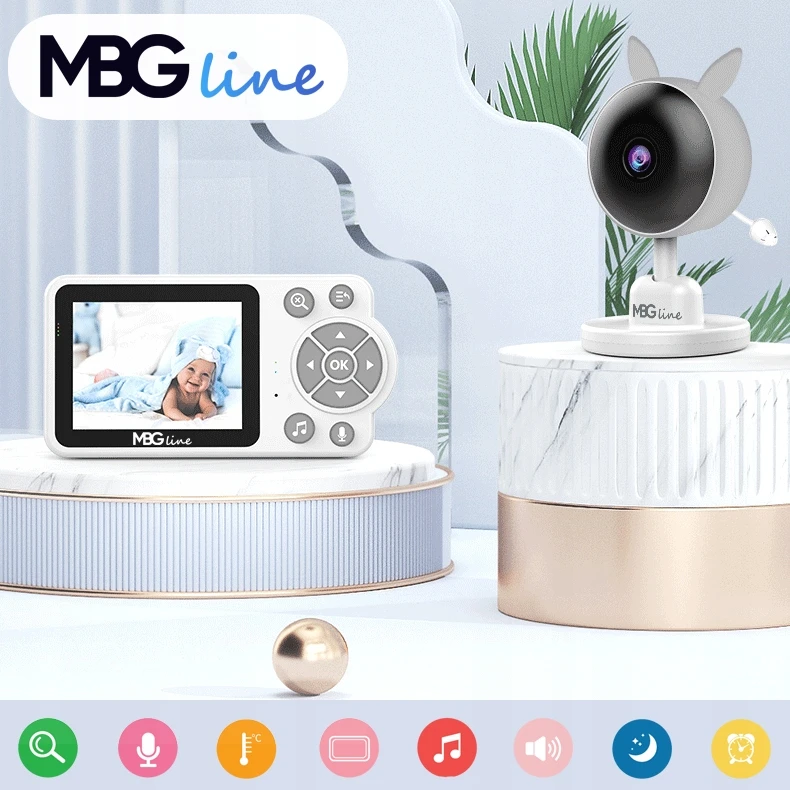 Mbg Line Elektroninis Baby Monitorius Live Camera Naktinis režimas VOX LCD ZOOM belaidis