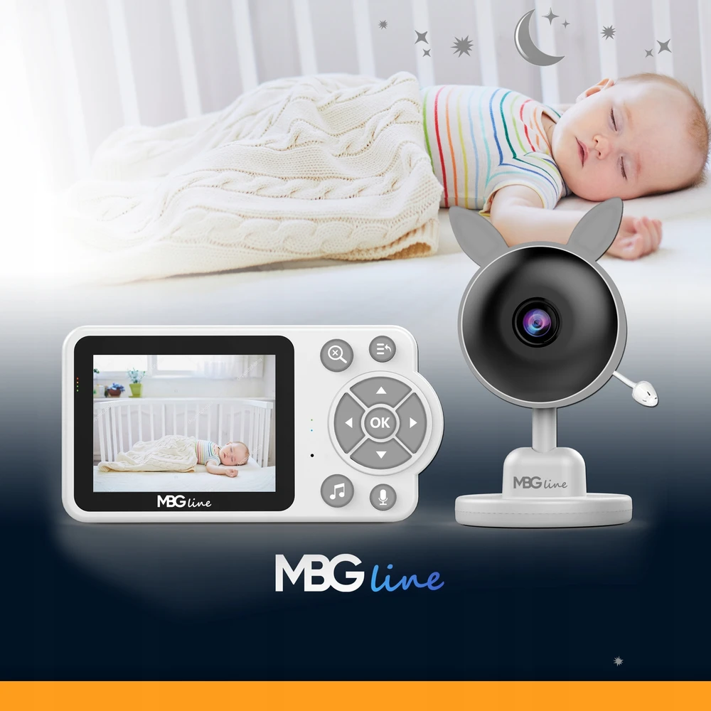 Mbg Line Elektroninis Baby Monitorius Live Camera Naktinis režimas VOX LCD ZOOM belaidis