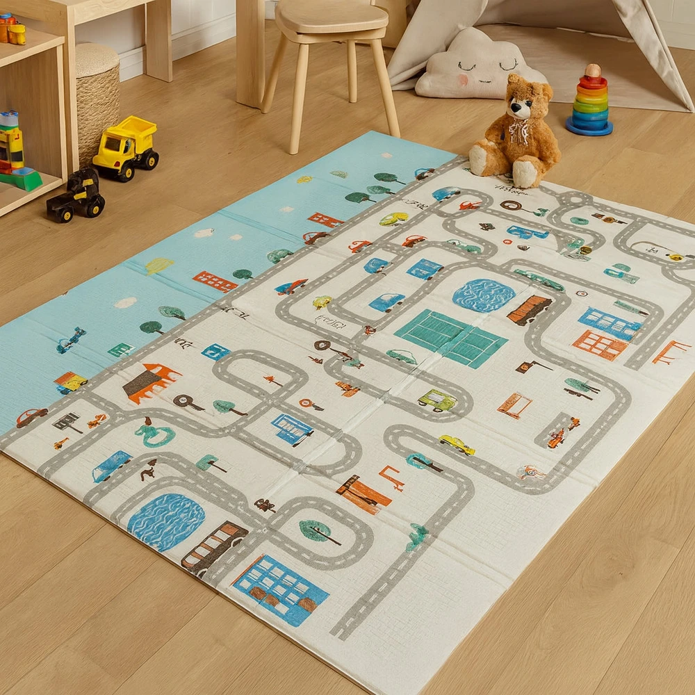 Meactive LAIKOMASIS SULANKSTAMAS DVIpusis PUOLŲ KILIMAS VAIKUI LOKIS 180×200 cm XPE