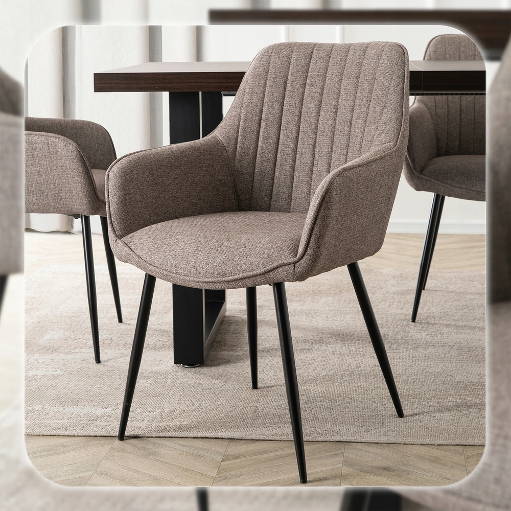 Mebel Elite Apmušta virtuvinė kėdė valgomajam, svetainei, virtuvei, kapučino spalvos MALAGA