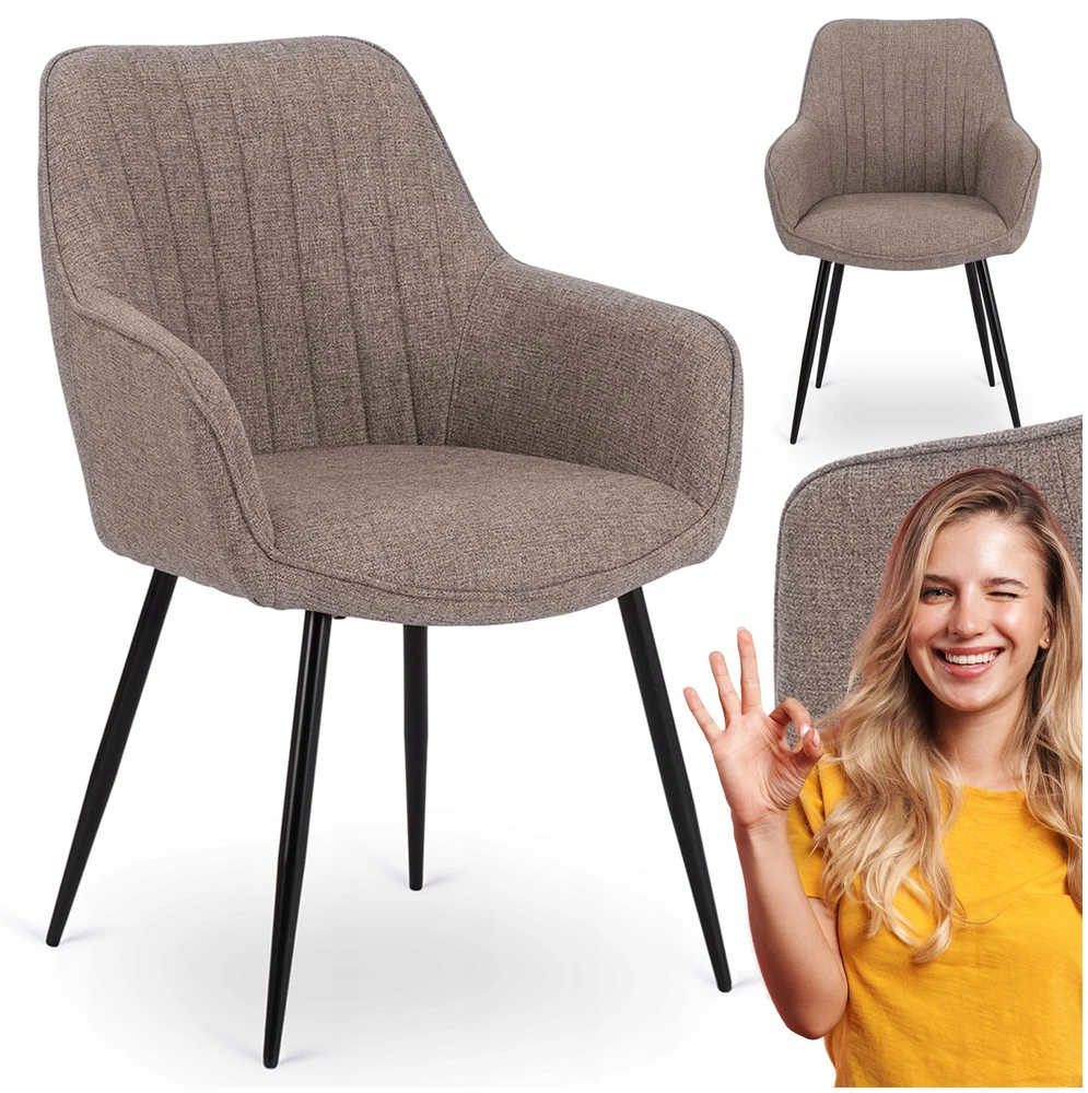 Mebel Elite Apmušta virtuvinė kėdė valgomajam, svetainei, virtuvei, kapučino spalvos MALAGA