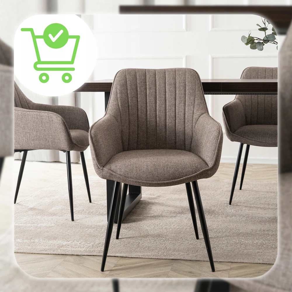 Mebel Elite Apmušta virtuvinė kėdė valgomajam, svetainei, virtuvei, kapučino spalvos MALAGA