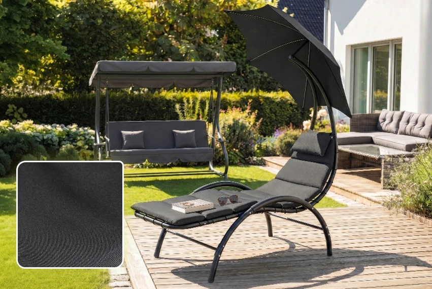 Mebel Elite Juoda CARPA šezlongas su skėčiu