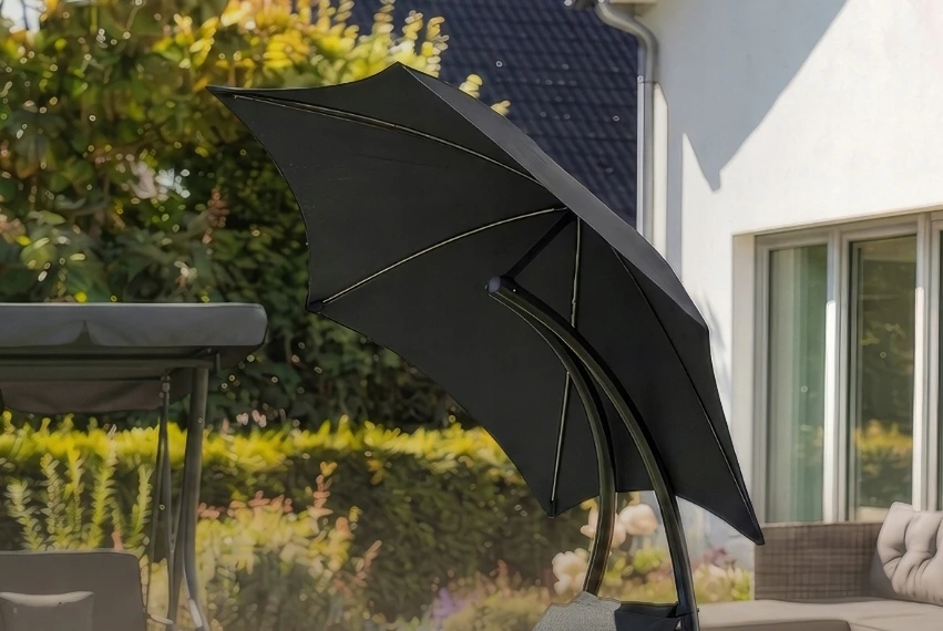 Mebel Elite Juoda CARPA šezlongas su skėčiu