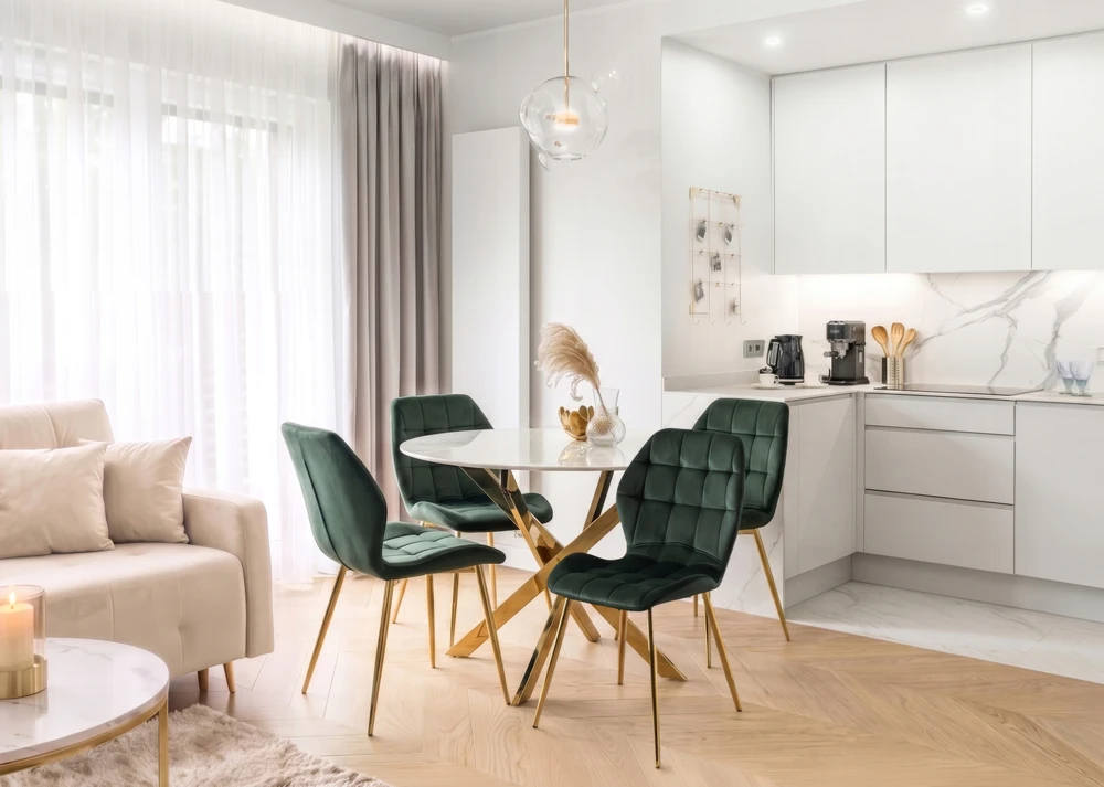 Fotelis Mebel Elite LUCKY žalias aksominis krėslas