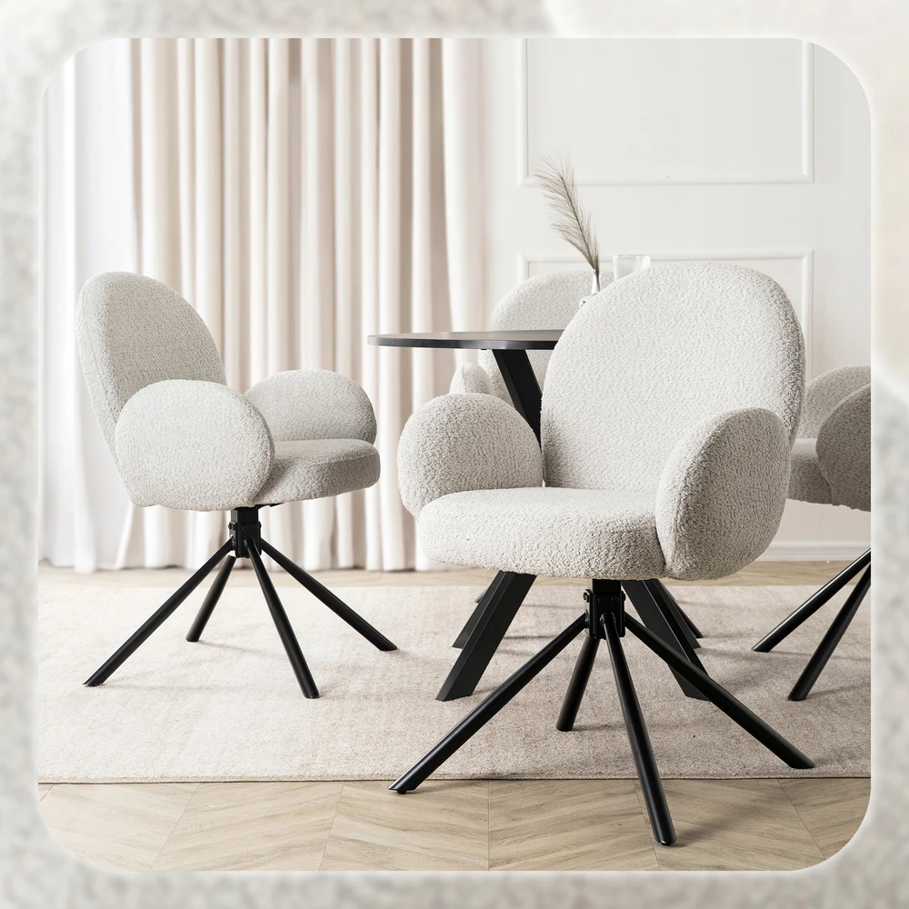 Fotelis Mebel Elite Mikso Minkštas besisukantis svetainės krėslas MIKSO Modern pilkos spalvos