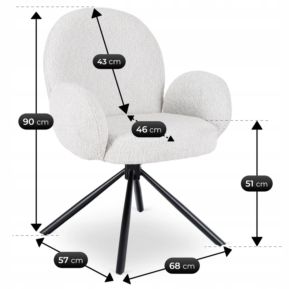 Fotelis Mebel Elite Mikso Minkštas besisukantis svetainės krėslas MIKSO Modern pilkos spalvos