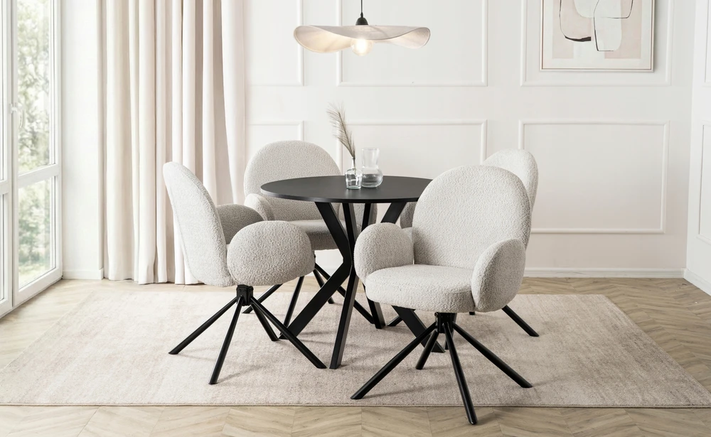 Fotelis Mebel Elite Mikso Minkštas besisukantis svetainės krėslas MIKSO Modern pilkos spalvos