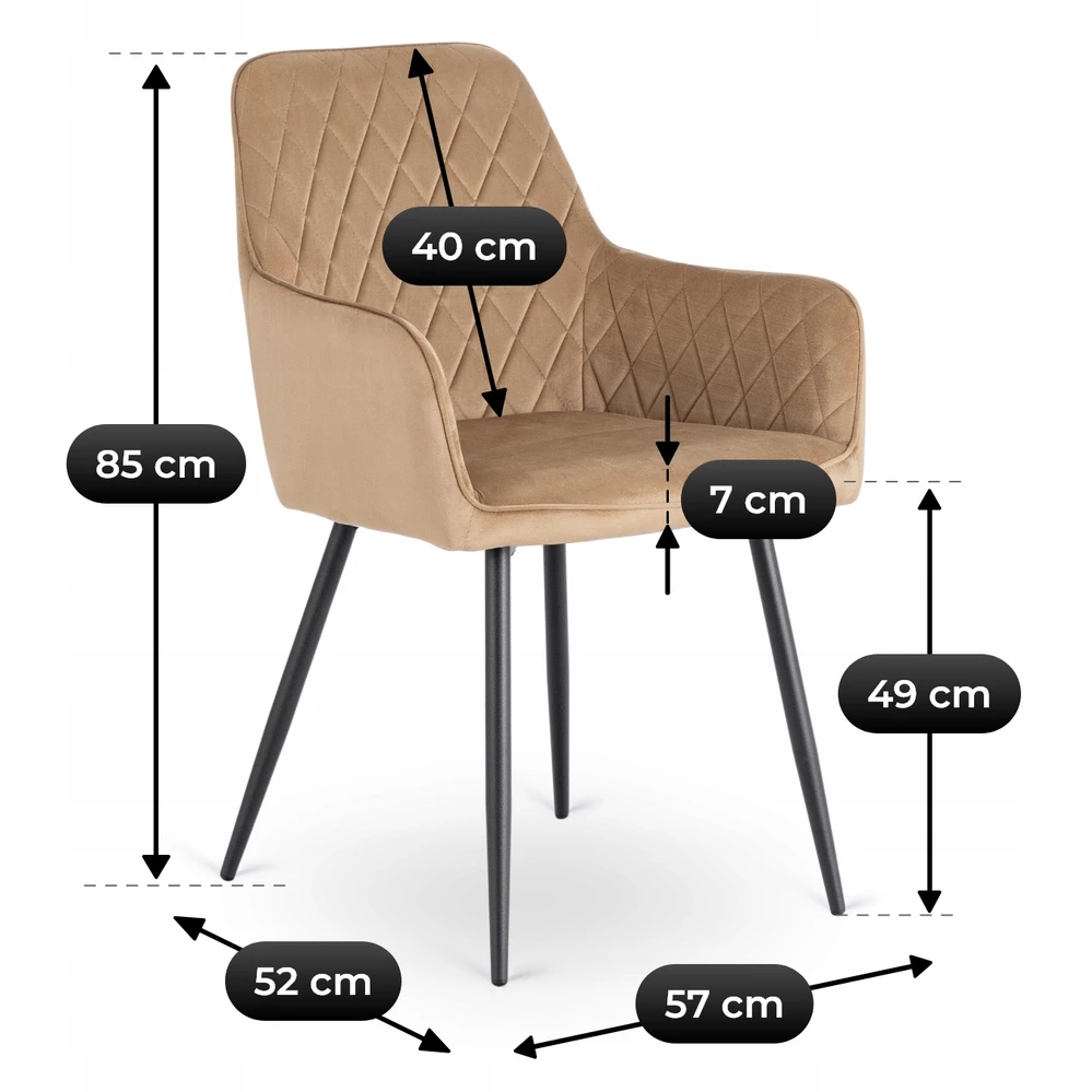 Mebel Elite Minkšta aksominė kėdė svetainei, valgomajam ir virtuvei, rusvai gelsvas BRESSO