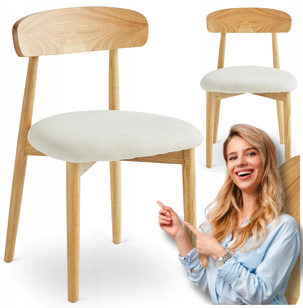 Mebel Elite Minkšta medinė virtuvės kėdė svetainei valgomajam, smėlio spalvos ąžuolas ALVIN