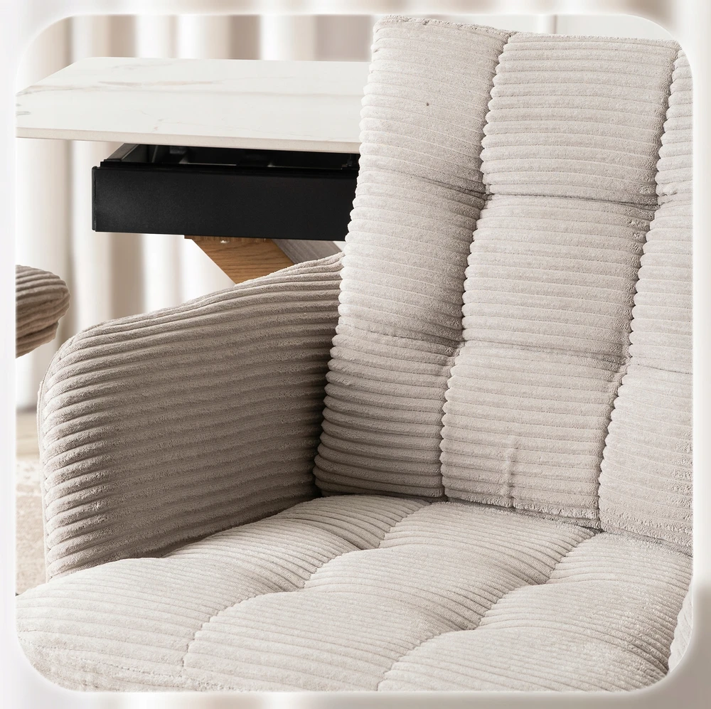 Mebel Elite Minkšta pasukama kėdė valgomajam Pilka velveta AKITA