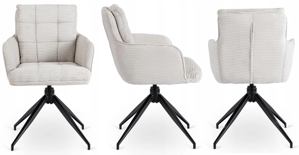 Mebel Elite Minkšta pasukama kėdė valgomajam Pilka velveta AKITA