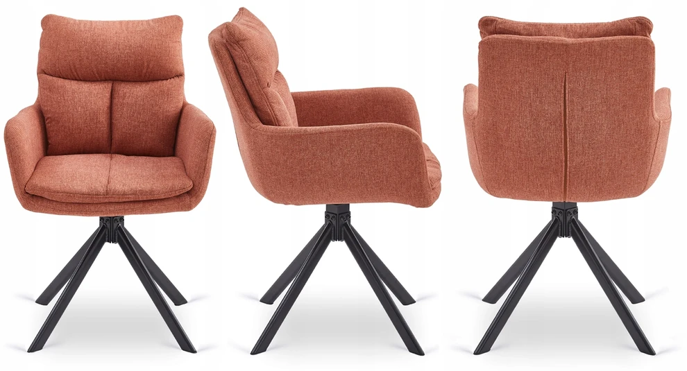 Mebel Elite Minkštas besisukantis svetainės krėslas PAUL Rude Modern