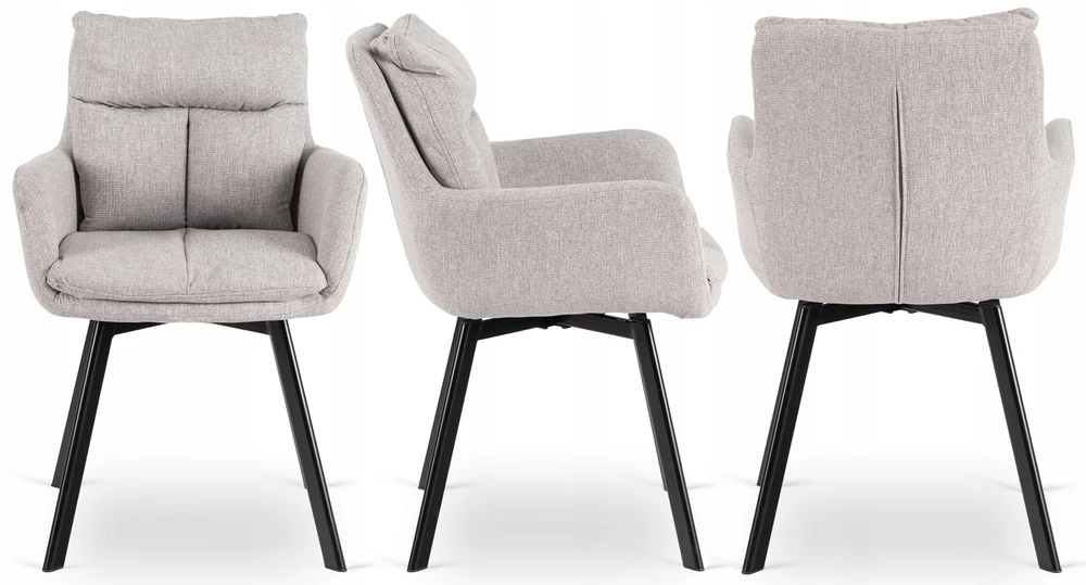 Mebel Elite Minkšta pasukama virtuvės kėdė gyvenamajam valgomajam Pilka CORTADO