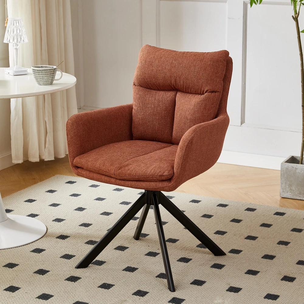 Mebel Elite Minkštas besisukantis svetainės krėslas PAUL Rude Modern