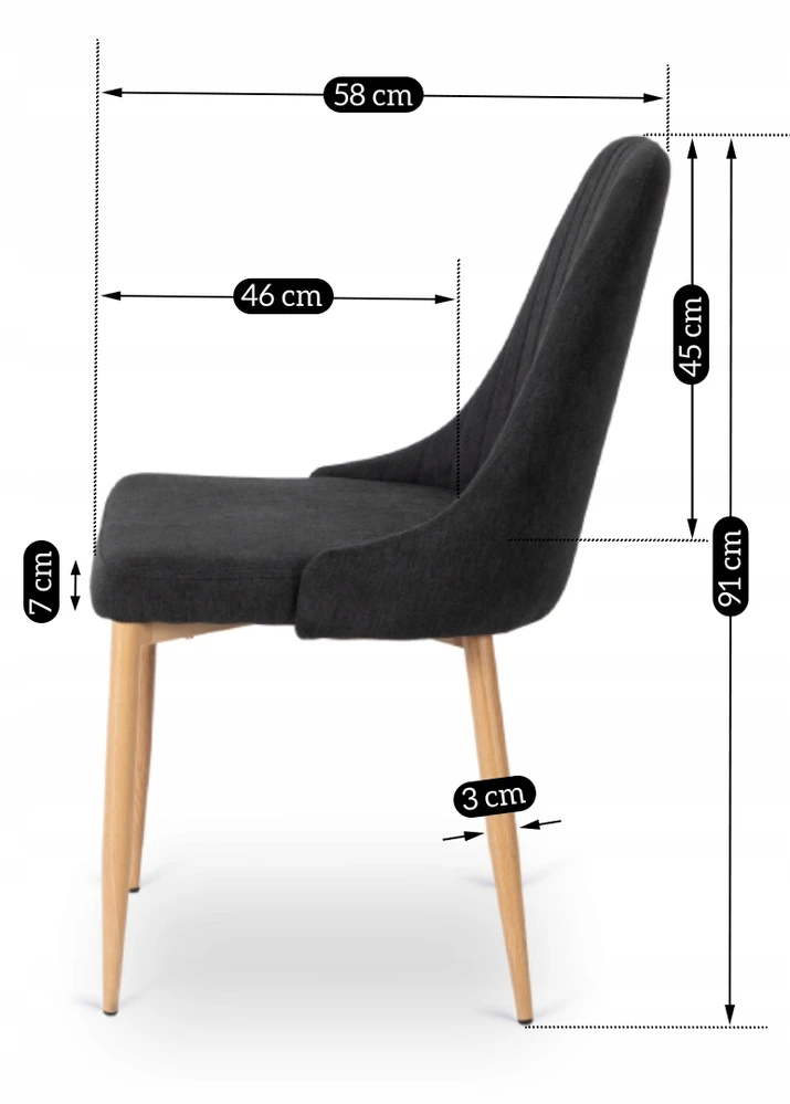 Mebel Elite Minkšta skandinaviška kėdė svetainei, valgomajam ir virtuvei, juoda TORINO