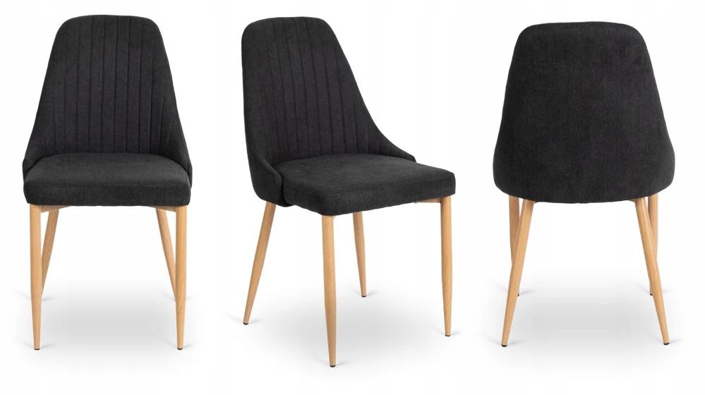 Mebel Elite Minkšta skandinaviška kėdė svetainei, valgomajam ir virtuvei, juoda TORINO