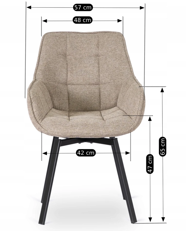 Mebel Elite Minkšta valgomojo virtuvės kėdė Svetainės pasukama 360 smėlio spalvos LUNA 2