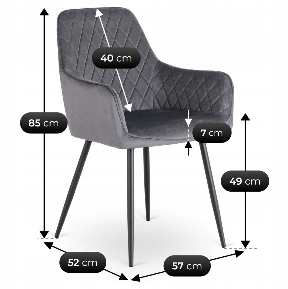 Mebel Elite Minkšta veliūrinė kėdė svetainei valgomojo virtuvei Pilka BRESSO