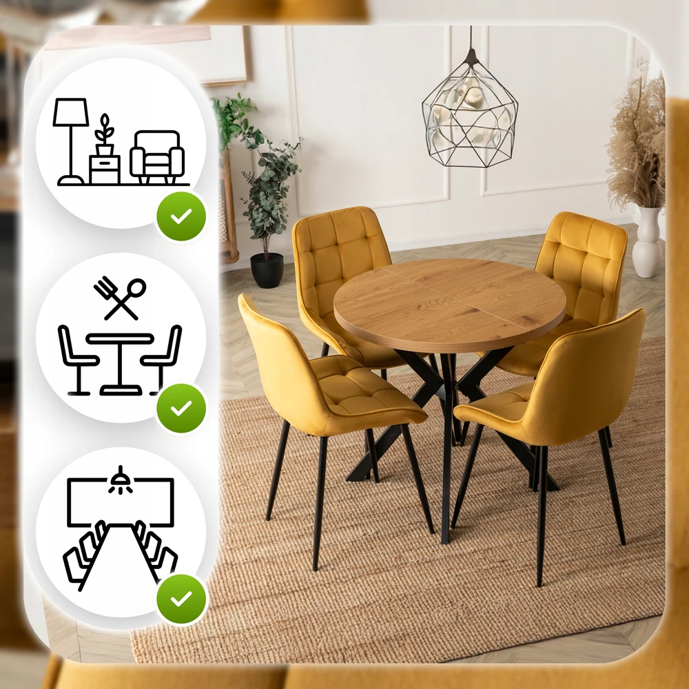 Mebel Elite Minkšta veliūrinė kėdė svetainei Valgomojo virtuvei Garstyčios CHRIS