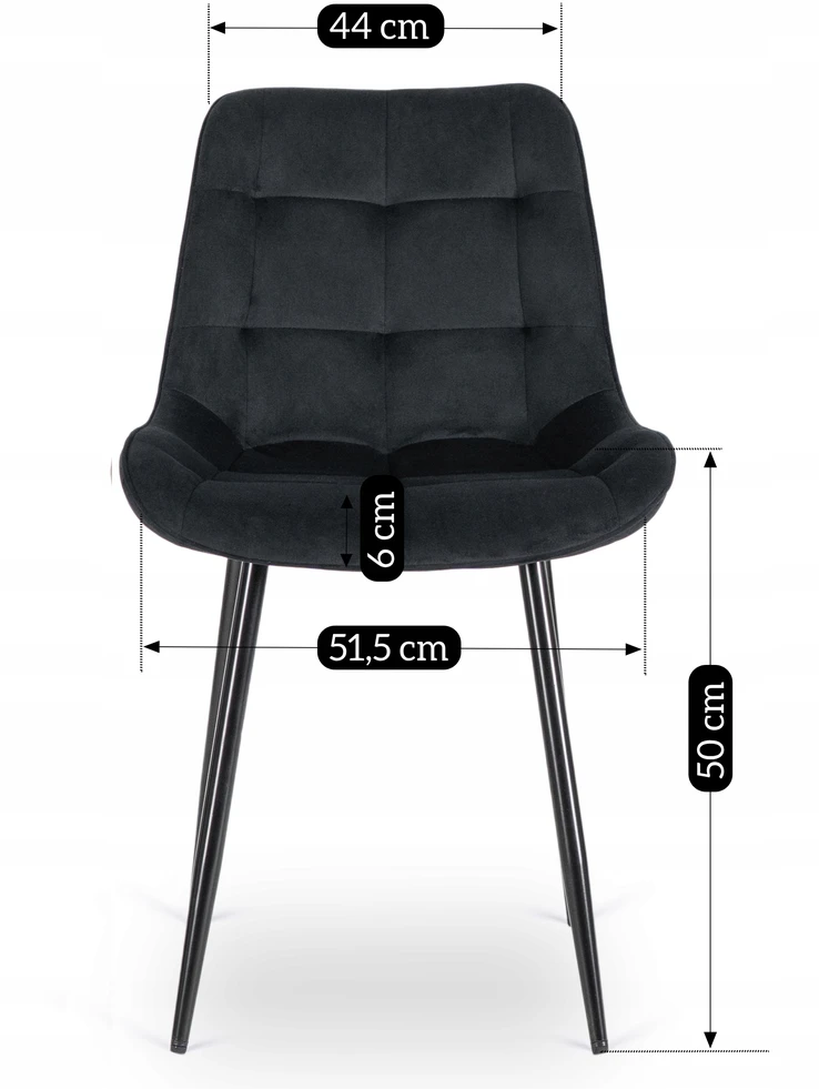 Mebel Elite Minkšta veliūrinė kėdė svetainei valgomojo virtuvei Juoda CHRIS