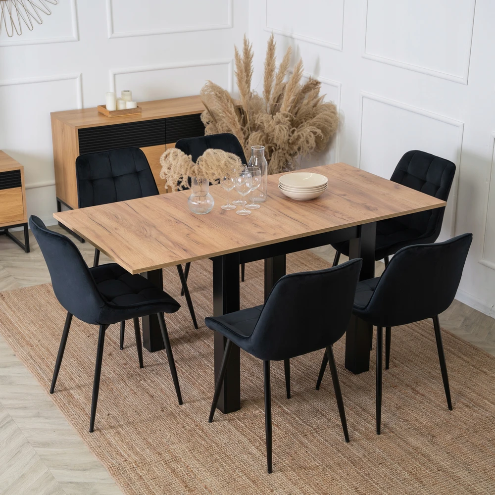 Mebel Elite Minkšta veliūrinė kėdė svetainei valgomojo virtuvei Juoda CHRIS