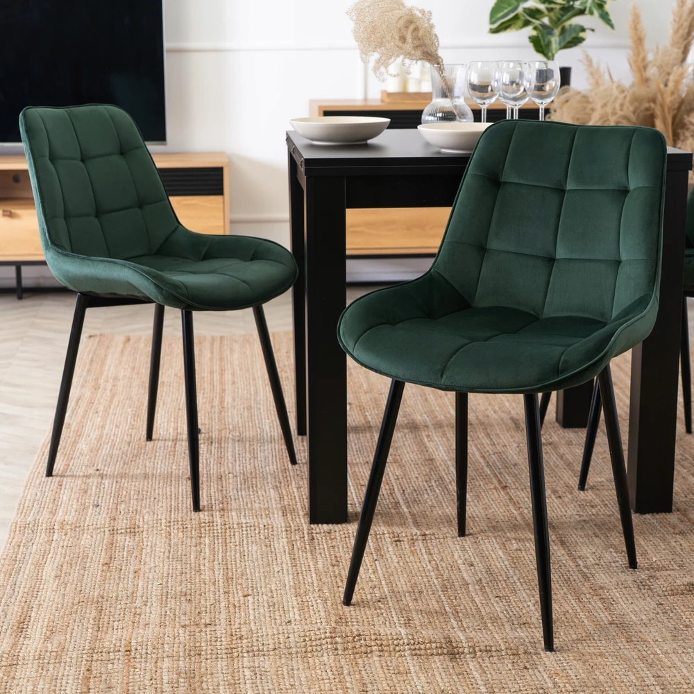 Mebel Elite Minkšta veliūrinė kėdė svetainei valgomojo virtuvei Žalias CHRIS