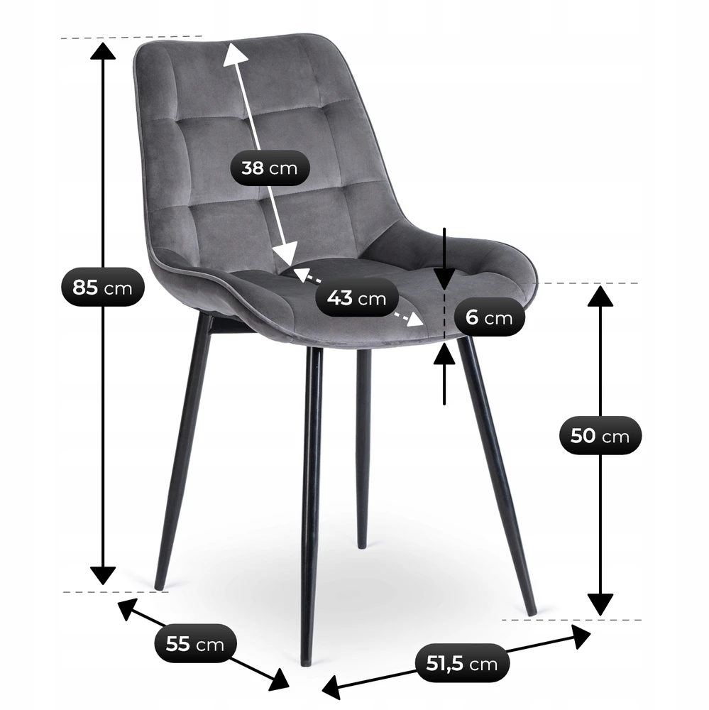Mebel Elite Minkšta veliūrinė kėdė svetainei valgomojo virtuvei Pilka CHRIS