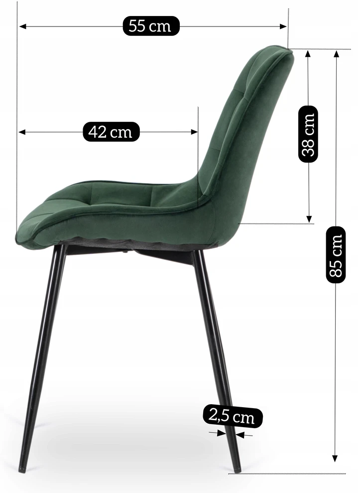 Mebel Elite Minkšta veliūrinė kėdė svetainei valgomojo virtuvei Žalias CHRIS