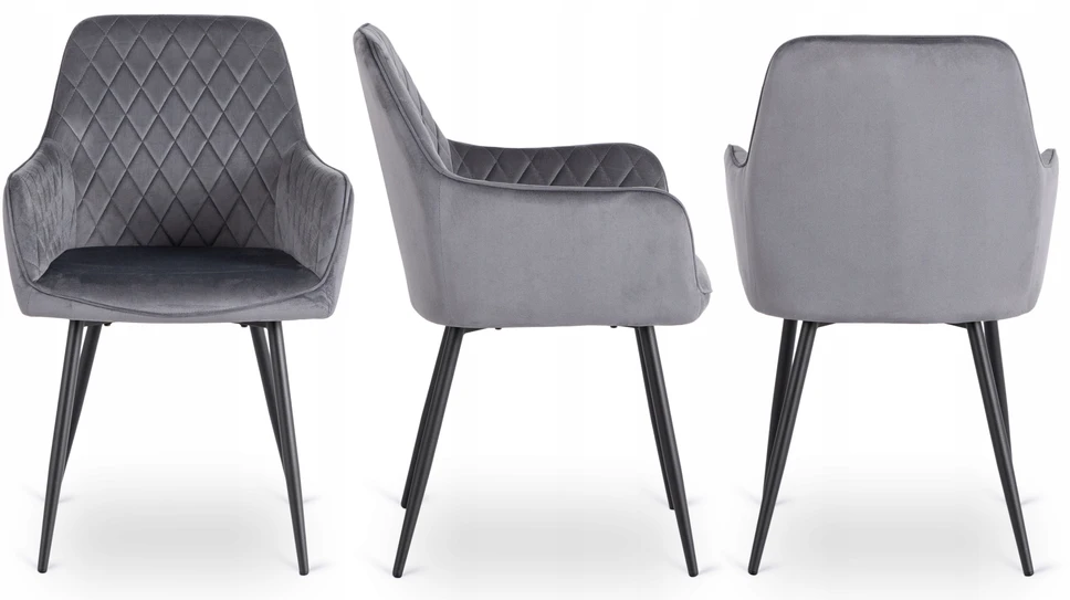Mebel Elite Minkšta veliūrinė kėdė svetainei valgomojo virtuvei Pilka BRESSO