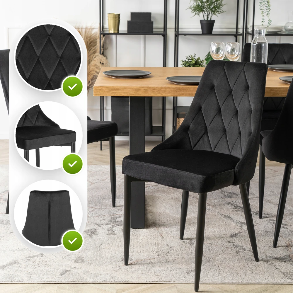 Fotelis Mebel Elite Kėdė CORK, juoda, veliūras