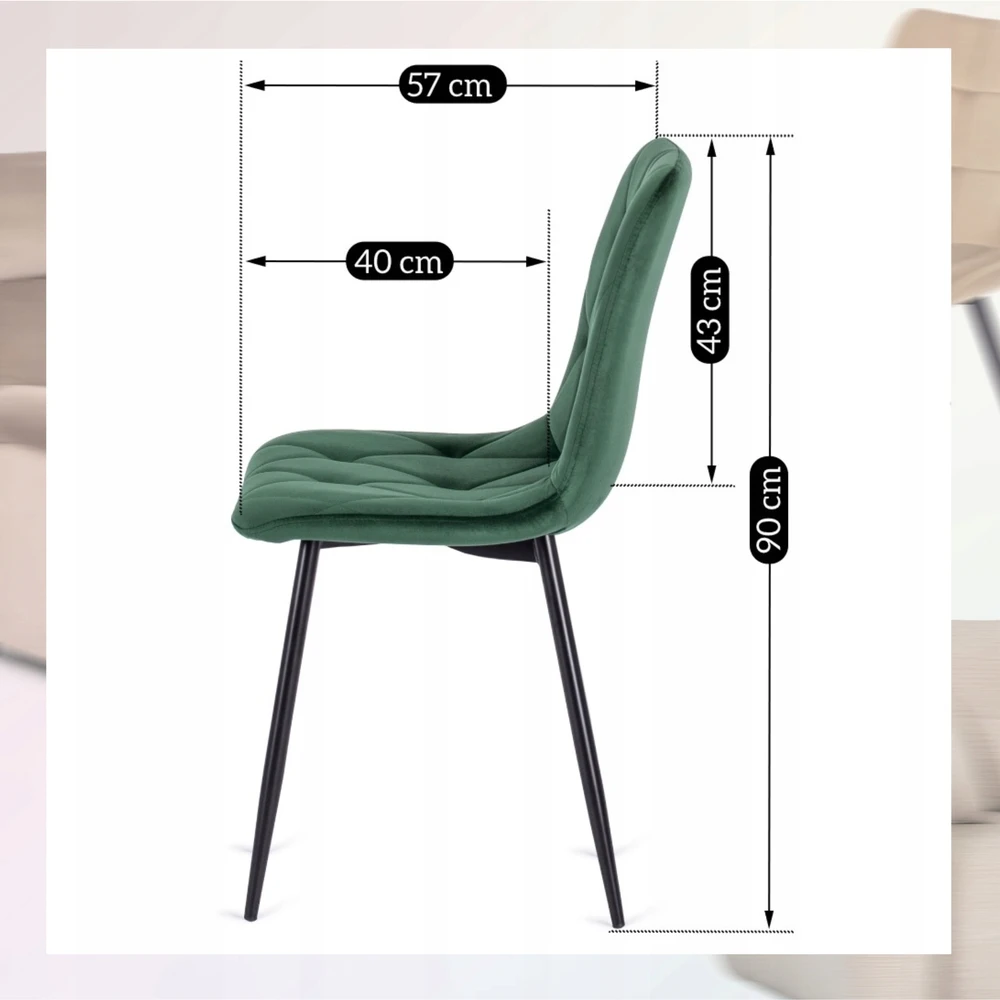 Mebel Elite Minkšta veliūrinė virtuvės kėdė valgomojo svetainei Loft Žalias ROBIN