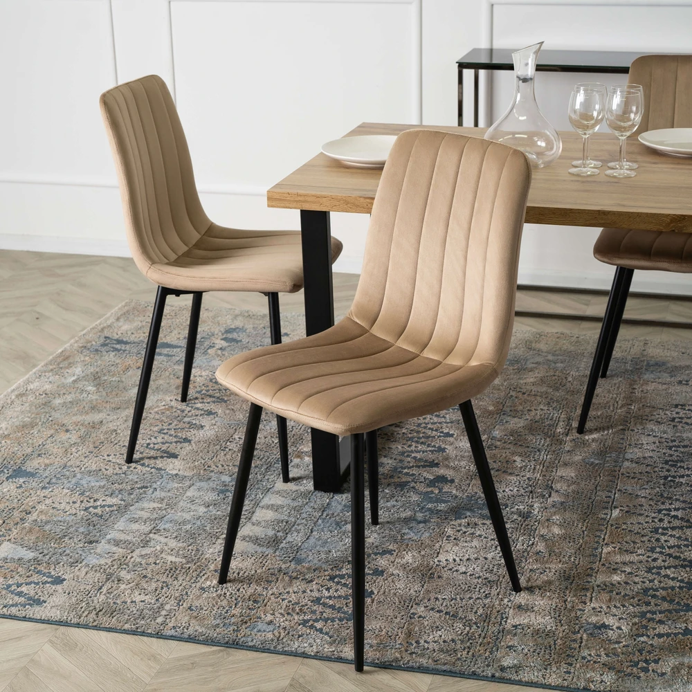 Mebel Elite Minkšta veliūrinė virtuvės kėdė valgomajam Svetainės palėpė IBIS rusvai gelsvas